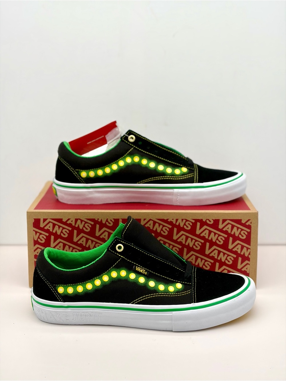 Vans Black & Neon Green Old Skool Pro Sneakers